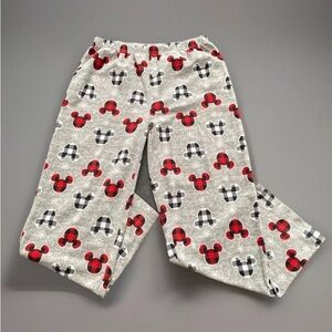 Disney Pajama Pants Womens Medium Mickey Plaid Gray Holiday Snow Lounge